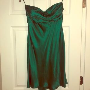 Emerald Green Silk Strapless Dress